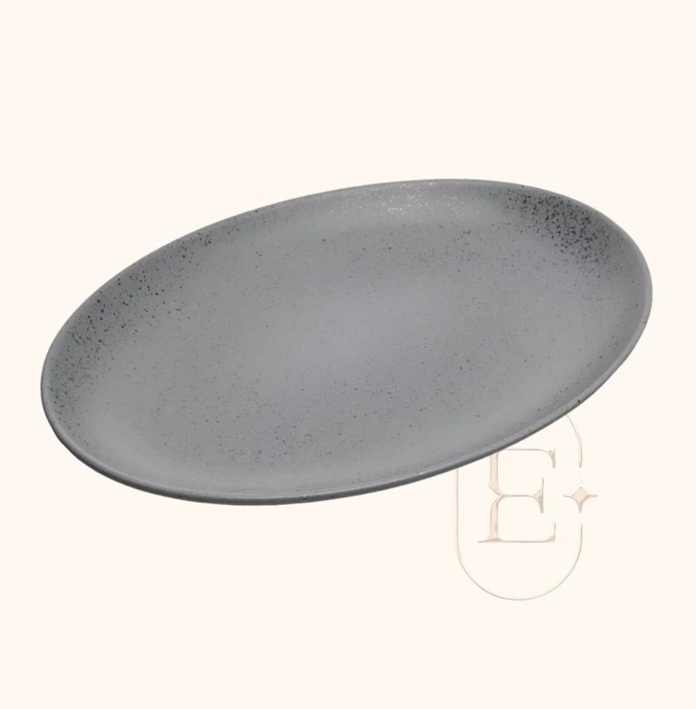 TRAVESSA CERÂMICA MIST CINZA MATTE 40X28X4CM