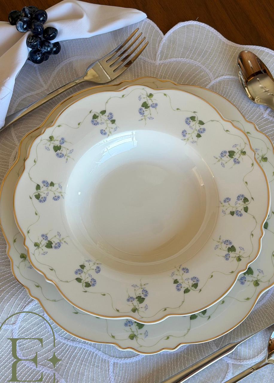 PRATO FUNDO ROYAL ROMANTIC PORCELANA FILADO DOURADO (06 UNID)