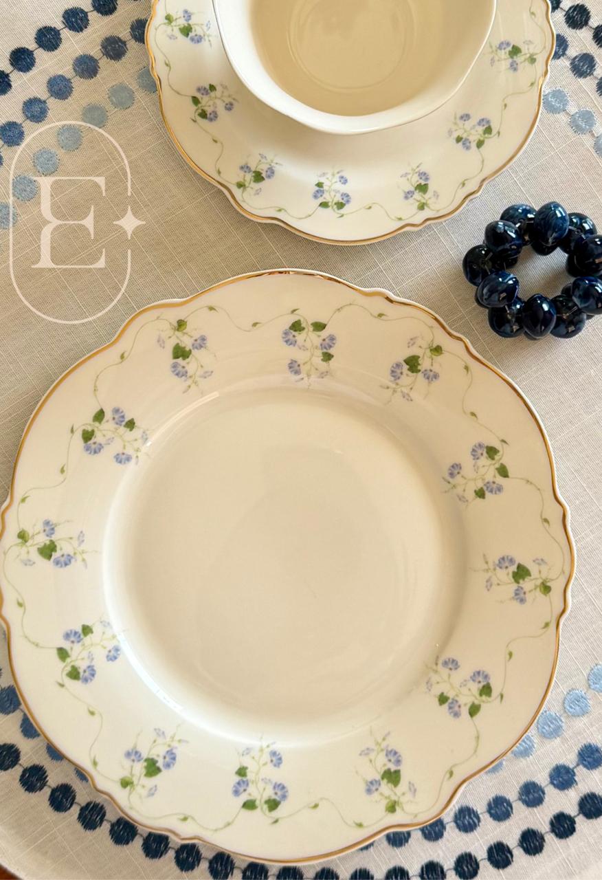 PRATO SOBREMESA ROYAL ROMANTIC PORCELANA FILADO DOURADO (06 UNID)