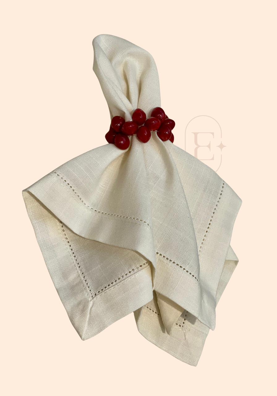 PORTA GUARDANAPO PALLINA VERMELHA (4 UNID)