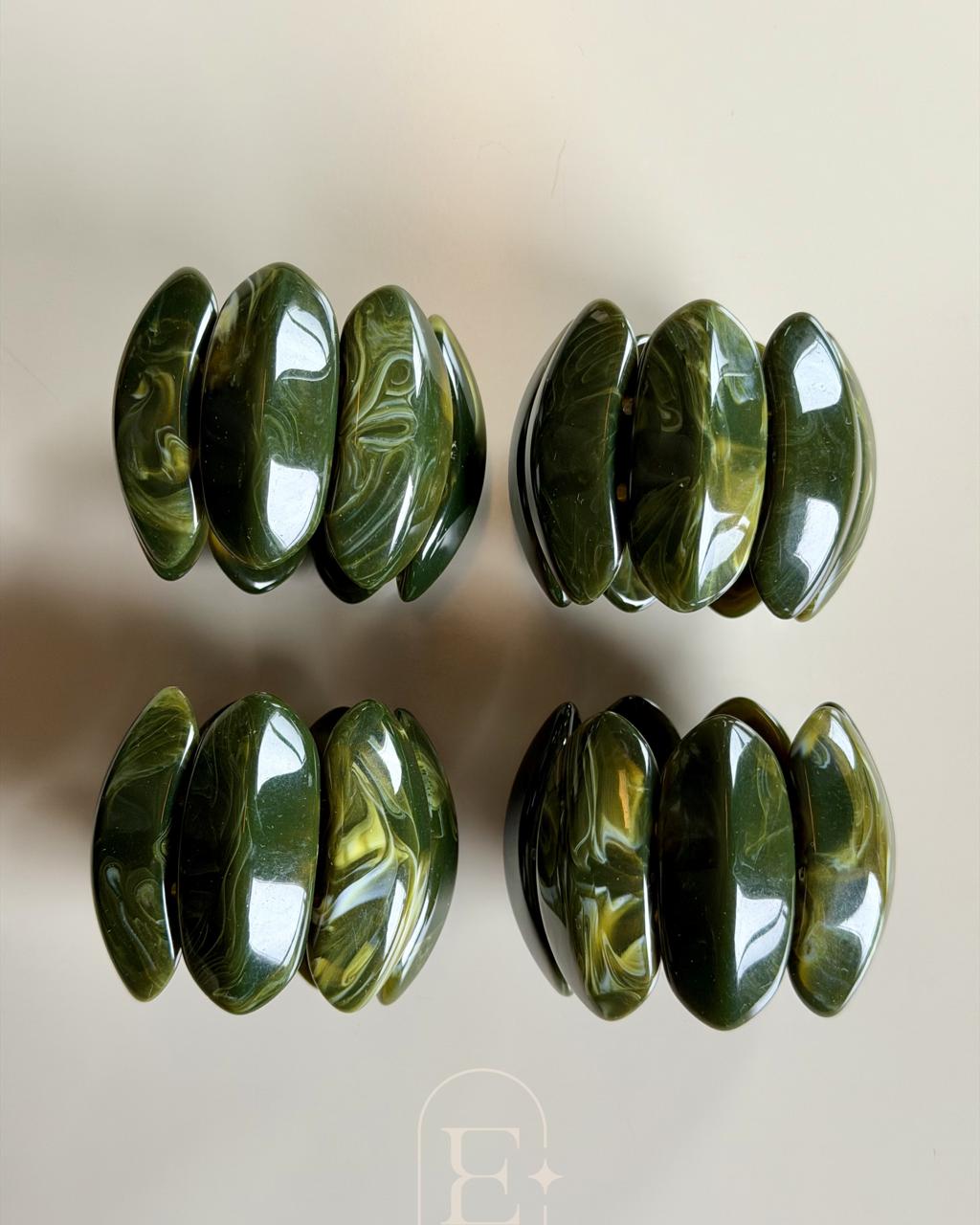 PORTA GUARDANAPO CRISTALLO VERDE OLIVA (04 UNID)