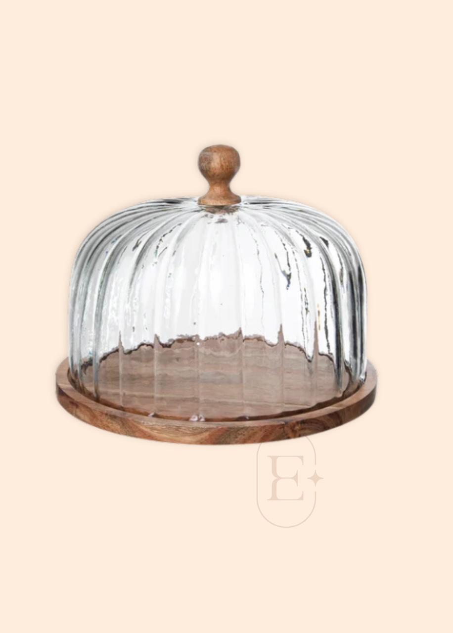 BOLEIRA COLONIAL VIDRO & MADEIRA